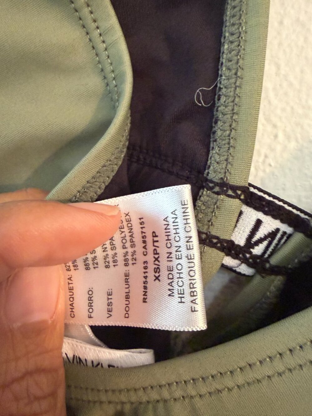 Calvin Klein XS Olive Green Logo Band Plunge One Piece Swimsuit Strappy Back - Picture 4 of 5